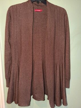 Brown Open-Front Draped Women's Cardigan